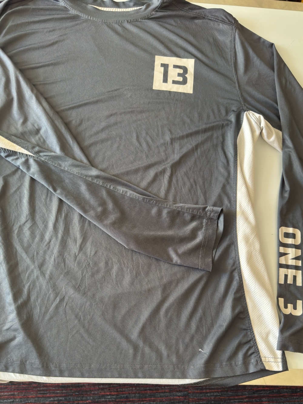 13 FISHING Long Sleeve Performance Tee in Charcoal with White Accents
